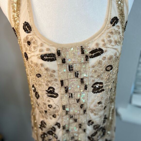ANDERSEN & Lauth~Hand BEADED Tank Top Designer Iridescent Sequins Beads small - Picture 5 of 16